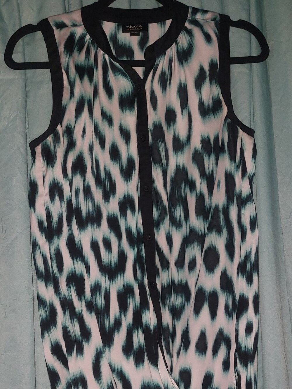 Nicole Miller Sleeveless Sheer Animal Print Blouse XS